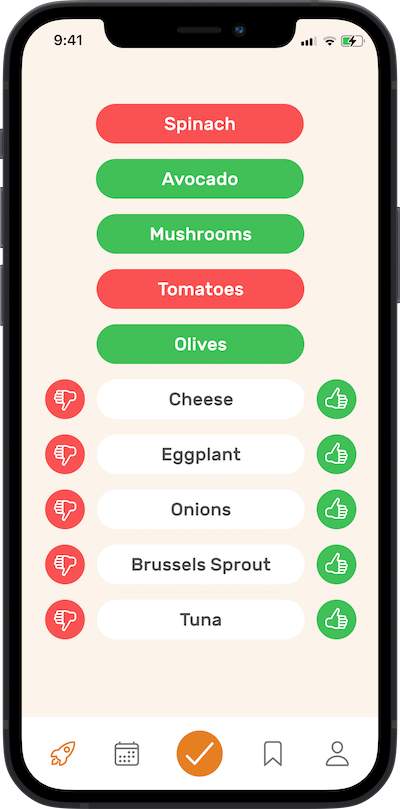 iPhone app preferences
selection screen